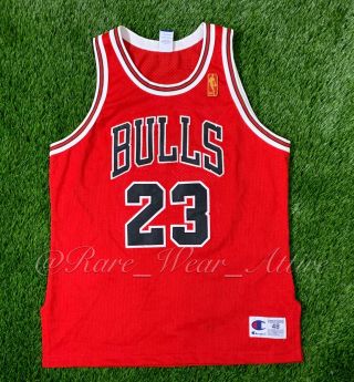 Nba Jersey Chicago Bulls Michael Jordan Champion Authentic Sz 48 Vtg Rare Gold