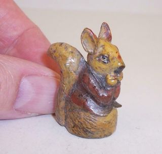 Tiny Vintage Cold Painted Bronze Metal Squirrel Miniature Nutkin Beatrix Potter