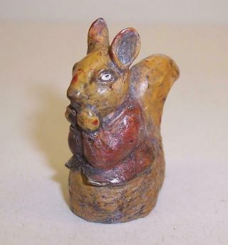 TINY Vintage COLD PAINTED BRONZE Metal SQUIRREL Miniature NUTKIN Beatrix Potter 5