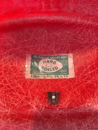 vINTAGE red FULL BRIM SAFARI fiberglass BULLARD 502 Hard Hat IRONWORKER 2