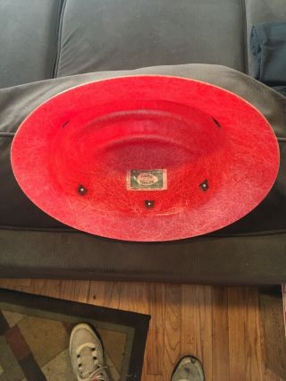 vINTAGE red FULL BRIM SAFARI fiberglass BULLARD 502 Hard Hat IRONWORKER 3