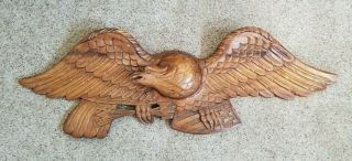 Vintage Hand Carved American Eagle - Wood - With Usa Shield - 48 "