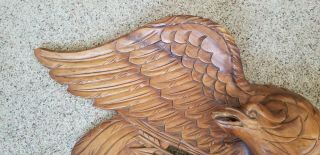 VINTAGE HAND CARVED AMERICAN EAGLE - WOOD - WITH USA SHIELD - 48 