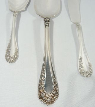 NORTHUMBRIA Normandy ROSE STERLING Silver Serving Spoon Sugar Spoon Butter Knife 4