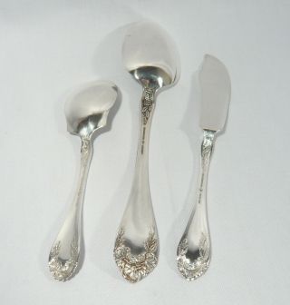 NORTHUMBRIA Normandy ROSE STERLING Silver Serving Spoon Sugar Spoon Butter Knife 5