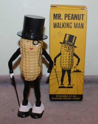 Vintage Rare Mr.  Peanut Walking Man W/original Box Circa 1955 Sweet
