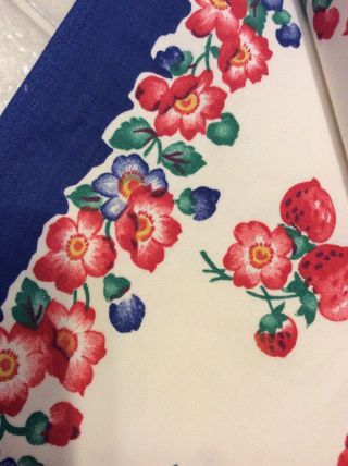 Vintage Kitchen Towel Fabric 10,  Yards Fruit Berries Flowers Very Rare