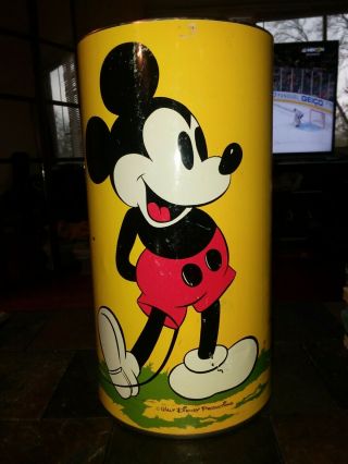 Vtg 1962 Walt Disney Mickey Mouse Minnie Pluto Orig 30 " Trash Can Museum Piece