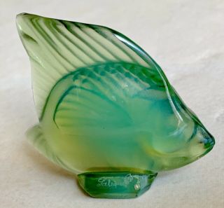 VINTAGE LALIQUE CRYSTAL POISSON BLUE GREEN OPALESCENT FISH RARE COLOR 5