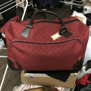 Vtg Ralph Lauren Signature Luggage Rolling Duffel Monogram Carry On Bag Suitcase
