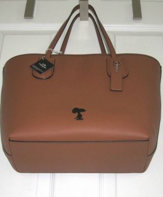 NWT COACH X Peanuts Taxi Tote Shopper Bag Snoopy Leather Saddle 36439 Rare 3