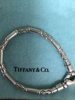 VINTAGE AUTHENTIC TIFFANY AND CO.  STERLING SILVER ZIG ZAG TUBE BEAD BRACELET 2