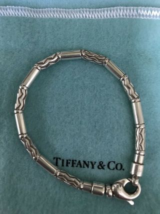 VINTAGE AUTHENTIC TIFFANY AND CO.  STERLING SILVER ZIG ZAG TUBE BEAD BRACELET 3