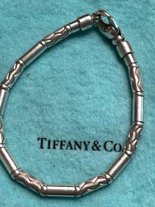 VINTAGE AUTHENTIC TIFFANY AND CO.  STERLING SILVER ZIG ZAG TUBE BEAD BRACELET 5