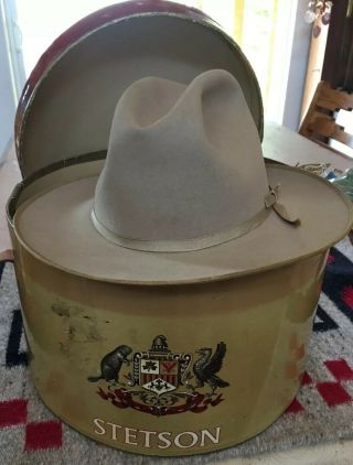 Vintage 40s 50s Stetson Open Road 7x Cowboy Hat Size 6 7/8 In Stetson Box Vtg