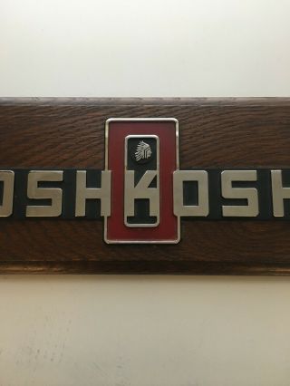 Vintage 1970s Oshkosh Metal Chrome Truck Emblem Badge Indian Head 1977 3