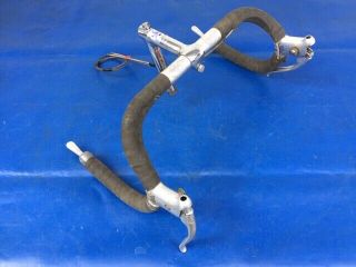 Set Of Vintage Road Bike Tour Gb Alloy Handlebars Cinelli Stem Campagnolo Levers