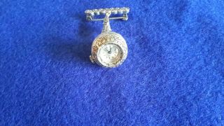 Vintage Marcasite Watch Brooch Sterling Silver