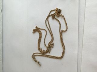 Sweet Vtg Antique Gold Filled 24 " Pocket Watch Chain Slide Necklace Pearl Slide