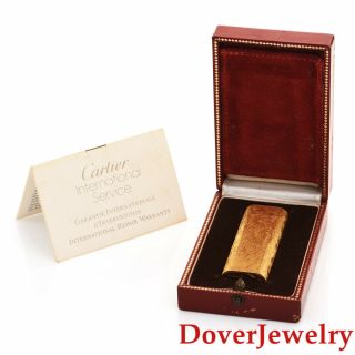 Vintage Cartier Gold Plated Brushed Florentine Finish Lighter 78.  8 Grams NR 8