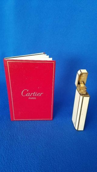 Vintage Cartier Cream and Gold Filled Enamel Lighter with Factory Guarantee 2
