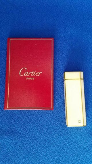 Vintage Cartier Cream and Gold Filled Enamel Lighter with Factory Guarantee 8