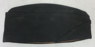 Ww2 Vintage Us Navy Officer Overseas Cap Usn Garrison Hat In Black No Insignia
