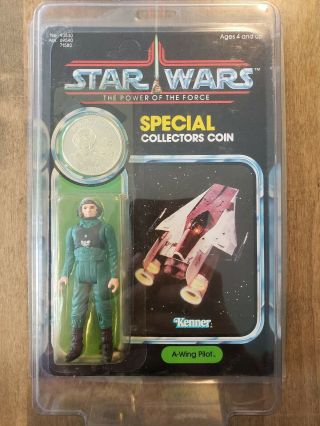 A - Wing Pilot Star Wars Power Of The Force 1985 Vintage 92 Back Card Potf Last 17