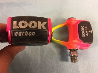 Vintage Look Carbon Pro Clipless Pedals Rainbow Fade - Pink Orange Yellow