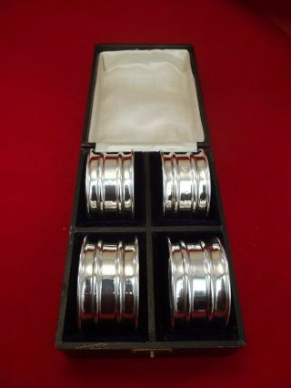 Edwardian Cased Set Of Hm Silver Napkin Rings - 1910 Aj Zimmerman Vf