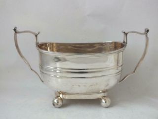 Antique Victorian Solid Sterling Silver Sugar Bowl 1895/ L 14.  7 Cm/ 145 G