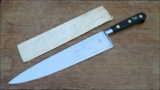 Finest Vintage Sabatier Jeune Carbon Steel Chef Knife W/ebony Handles In A,  Cond