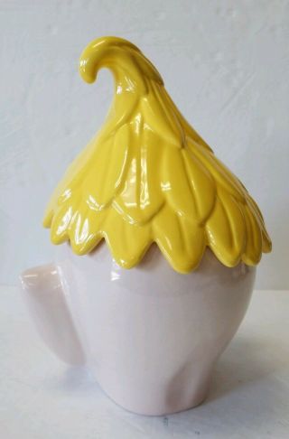 VINTAGE YELLOW ELF PIXIE HEAD CERAMIC COOKIE JAR 3