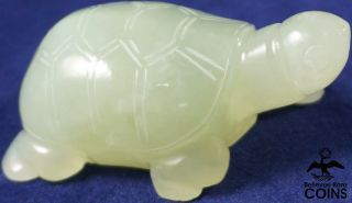 Hand Carved Light Green Jade Turtle Figurine Decor Sculpture Statue (37.  7 Grams)