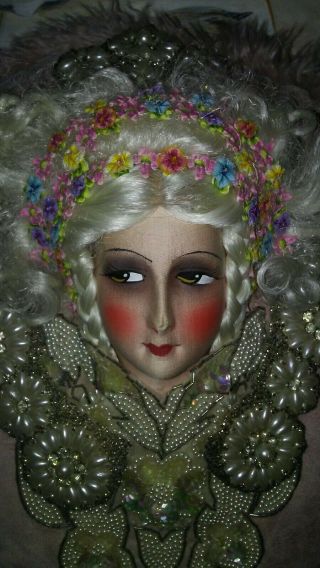 Ooak Antique Boudoir Doll Face.  Decorative Bed Pillow