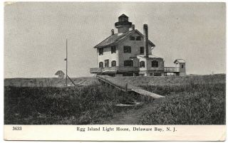 Egg Island Light House Delaware Bay N.  J.  Vintage Postcard Port Norris 1908