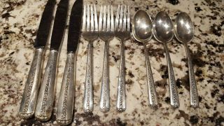 Towle Rambler Rose Sterling Silver 3 Knives.  3 Spoons.  3 Salad Forks