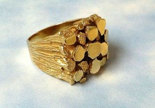 1970 Vintage 14k Yellow Gold Nugget Ring 19.  5 Grams Not Scrap