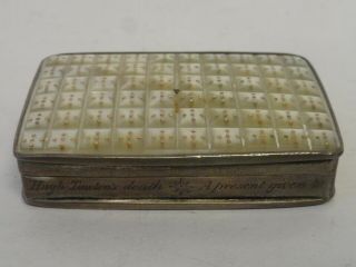 Antique Mother Of Pearl And Sterling Silver Box,  Circa 1850.  47 Grams