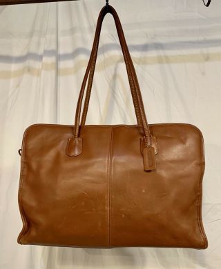 Vtgbritish Tan Leather Vintage Coach Messenger Bag Coach Shoulder Attaché Laptop