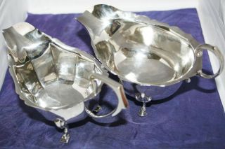 2 Solid Silver Sauce Boats By Adie Bros Chester 1938 & William Neale B 