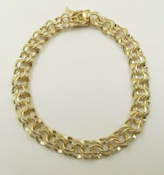 Vintage Solid 14k Yellow Gold Charm Bracelet 7.  75 "