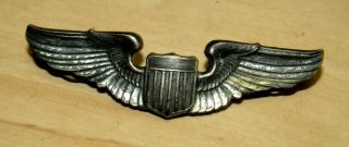 Orig Ww2 Wwii Usaaf Pilot Wings 3” Pin Back Sterling Silver Hallmarked Sterling