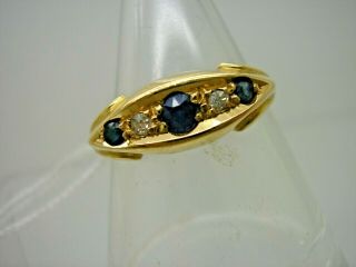 1918 Antique 18ct Gold Diamond & Sapphire Ring Size M