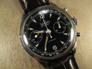 Vtg Wakmann/jean Revlin Chronograph Wristwatch,  17j Incabloc,  Stainless,  Runs