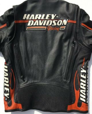 Rare Harley Davidson Screamin Eagle Raceway Leather Jacket Men ' s Large Armored 10