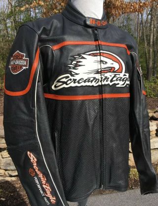 Rare Harley Davidson Screamin Eagle Raceway Leather Jacket Men 