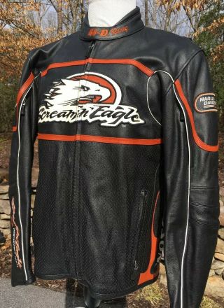 Rare Harley Davidson Screamin Eagle Raceway Leather Jacket Men ' s Large Armored 4
