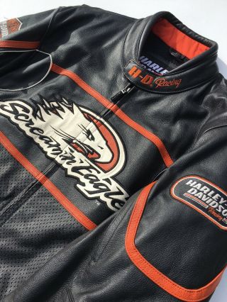 Rare Harley Davidson Screamin Eagle Raceway Leather Jacket Men ' s Large Armored 5