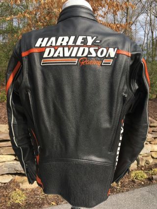 Rare Harley Davidson Screamin Eagle Raceway Leather Jacket Men ' s Large Armored 8